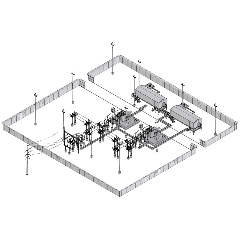 3D design model of the 66/11 kV BHP Southtown substation with transformers and gantries